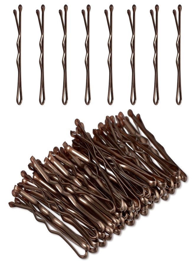 Amabro Mini Bobby Pins, 50PCS 1.37 Inch Small Wavy Hair Pins Metal Hair Clip Hairpins for Women Gilr Kids Buns Long Straight Curly Hair All Hair Types(Brown) - Image 1